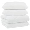 vidaXL Couette avec Oreillers 3 pcs Blanc Microfibre et Plumes D'oie