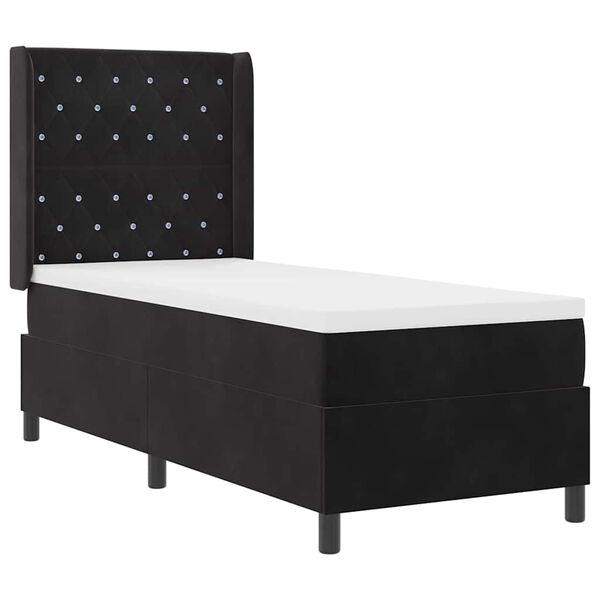 vidaXL Lit &agrave; ressorts avec matelas Noir 80 x 200 cm Velours