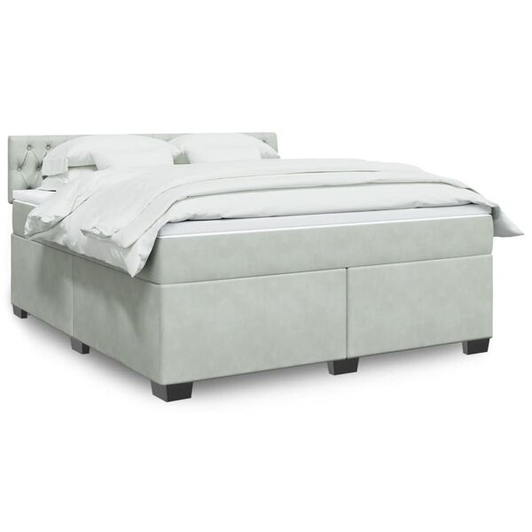 vidaXL Sommier &agrave; lattes de lit et matelas Gris clair 180x200cm Velours