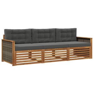 vidaXL Ensemble de canap&eacute;s d'ext&eacute;rieur 3 pc Naturel et Anthracite