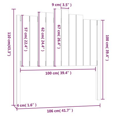 vidaXL Tête de lit Gris 106x4x110 cm Bois massif de pin