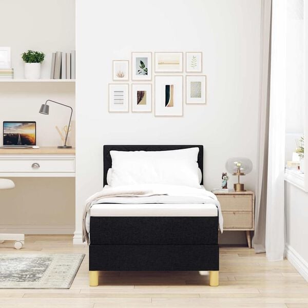 vidaXL Lit &agrave; ressort LED avec matelas avec LED Noir 80 x 200 cm tissu
