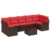 vidaXL Ensemble de canap&eacute; de jardin 8 pcs Beige et Rouge polyrotin