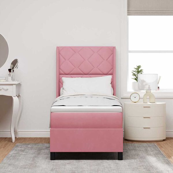 vidaXL Lit &agrave; ressorts avec matelas Rose 80 x 200 cm Velours