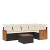 vidaXL Salon de jardin 6 pcs avec coussins noir r&eacute;sine tress&eacute;e