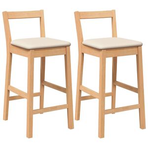 vidaXL Tabourets de bar avec coussins (2 pcs) en bois massif naturel et caoutchouc