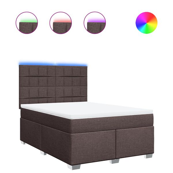 vidaXL Sommier &agrave; lattes de lit avec matelas Marron fonc&eacute; 140x190 cm