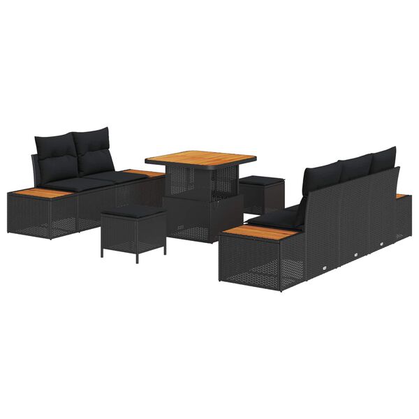 vidaXL Ensemble de canap&eacute; de jardin 8 pcs Noir polyrotin