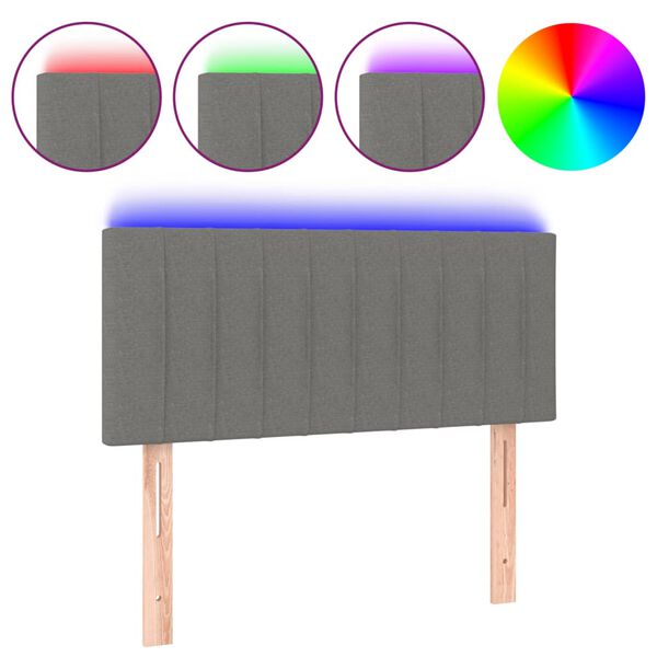 vidaXL T&ecirc;te de lit &agrave; LED Gris fonc&eacute; 100x5x78/88 cm Tissu