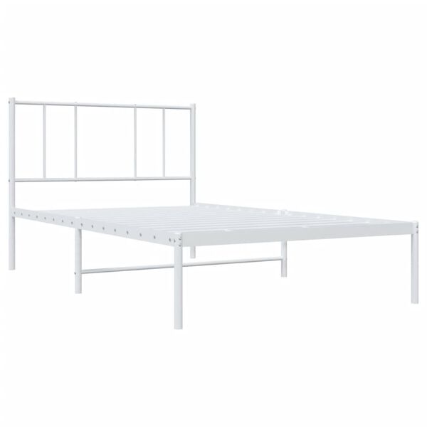 vidaXL Cadre de lit m&eacute;tal sans matelas avec t&ecirc;te de lit blanc 90x200cm