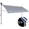vidaXL Auvent manuel r&eacute;tractable avec LED 400 cm Bleu et blanc