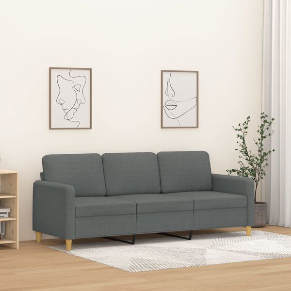 vidaXL Canapé à 3 places Gris foncé 180 cm Tissu