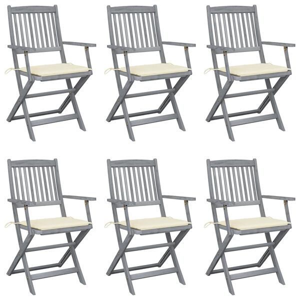 vidaXL Chaises pliables d'ext&eacute;rieur lot de 6 et coussins Bois d'acacia