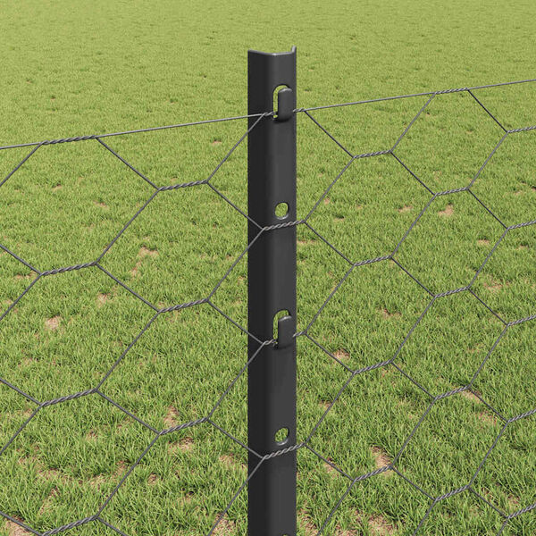 vidaXL Cl&ocirc;ture avec poteau Gris 1,2 x 100 m Acier et PVC