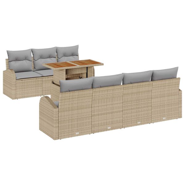 vidaXL Ensemble de canap&eacute; de jardin 8 pcs Beige Poly rotin