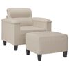vidaXL Fauteuil avec repose-pied Cr&egrave;me 60 cm Tissu microfibre