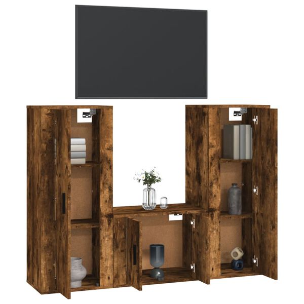 vidaXL Ensemble de meubles TV 3 pcs Ch&ecirc;ne fum&eacute; Bois d'ing&eacute;nierie