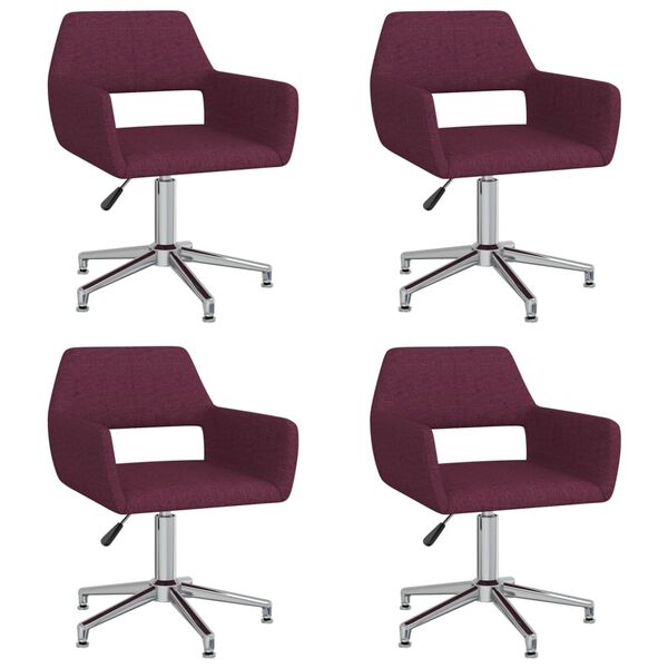 vidaXL Chaises pivotantes &agrave; manger lot de 4 violet tissu