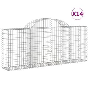vidaXL Paniers &agrave; gabions arqu&eacute;s 14 pcs 200x30x80/100 cm Fer galvanis&eacute;