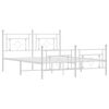 vidaXL Cadre de lit m&eacute;tal sans matelas et pied de lit blanc 160x200 cm
