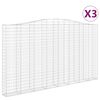 vidaXL Paniers &agrave; gabions arqu&eacute;s 3 pcs 400x30x220/240 cm Fer galvanis&eacute;