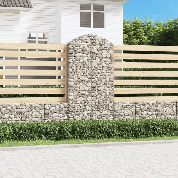 vidaXL Panier de gabions arqu&eacute; 100x30x200/220 cm Fer galvanis&eacute;