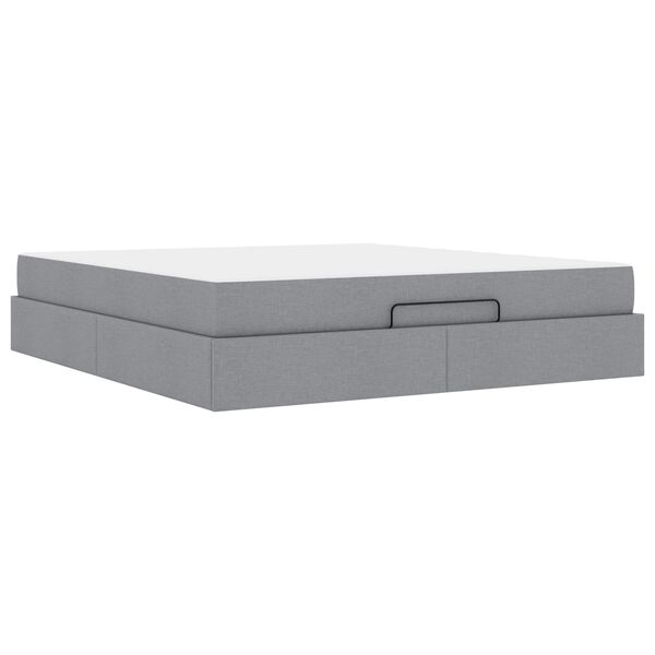 vidaXL Cadre de lit avec matelas avec matelas 2 pcs Gris clair tissu