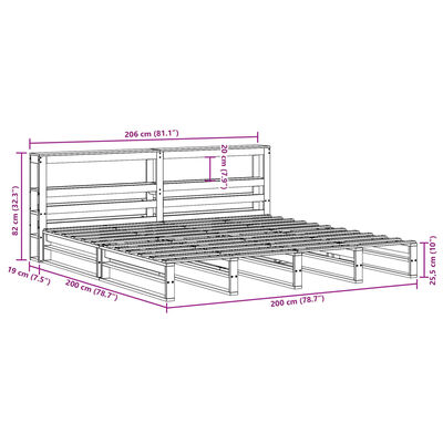 vidaXL Cadre de lit sans matelas cire marron 200x200cm bois pin massif