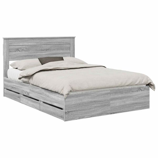 vidaXL Cadre de lit Gris Sonoma 150 x 200 cm Bois Ing&eacute;nierie