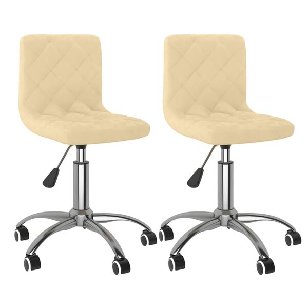 vidaXL Chaises pivotantes &agrave; manger lot de 2 Cr&egrave;me Velours