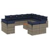 vidaXL Salon de jardin avec coussins 13 pcs gris r&eacute;sine tress&eacute;e