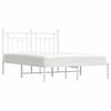vidaXL Cadre de lit m&eacute;tal sans matelas et t&ecirc;te de lit blanc 150x200 cm
