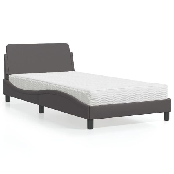 vidaXL Lit avec matelas Dover gris 100x200 cm similicuir