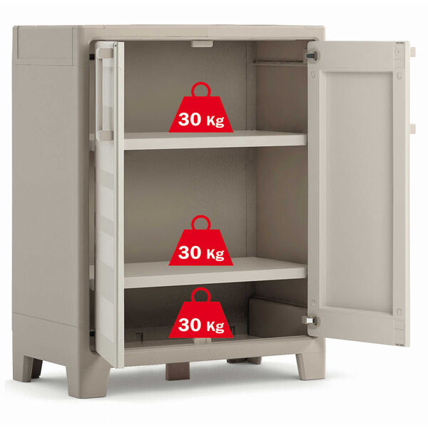 Keter Armoire de rangement basse Gulliver Beige et marron 100 cm