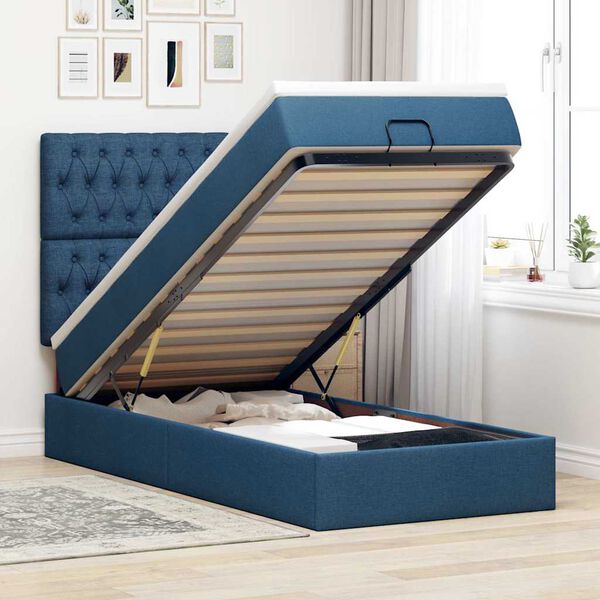 VidaXL Cadre de lit ottoman avec matelas bleu 80x200 cm tissu