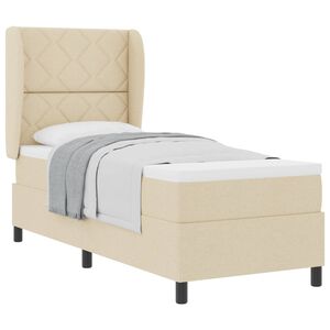 vidaXL Lit &agrave; ressorts avec matelas Cr&egrave;me 80 x 200 cm tissu