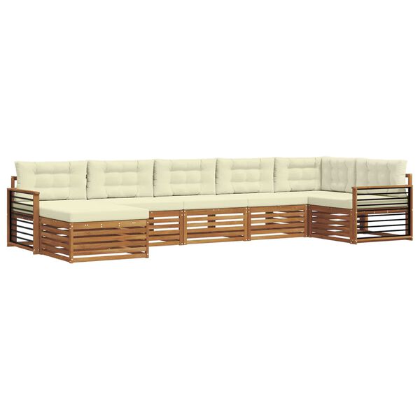 vidaXL Ensembles de canap&eacute;s avec coussin 7 pcs Naturel et Cr&egrave;me