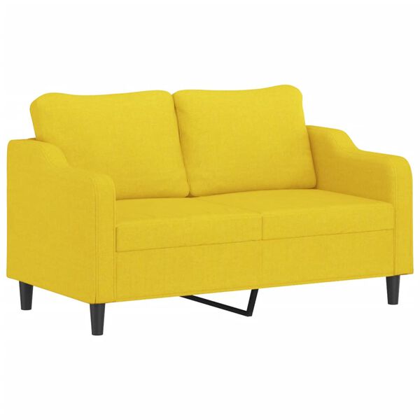 vidaXL Ensemble de canapés 3 pcs avec coussins Jaune clair Tissu