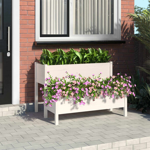 vidaXL Jardini&egrave;re Blanc 110x84x75 cm Bois massif de pin