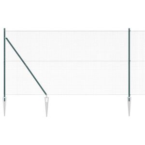 vidaXL Cl&ocirc;ture en fil soud&eacute; avec pointes 10 x 1,4 m Vert Maille