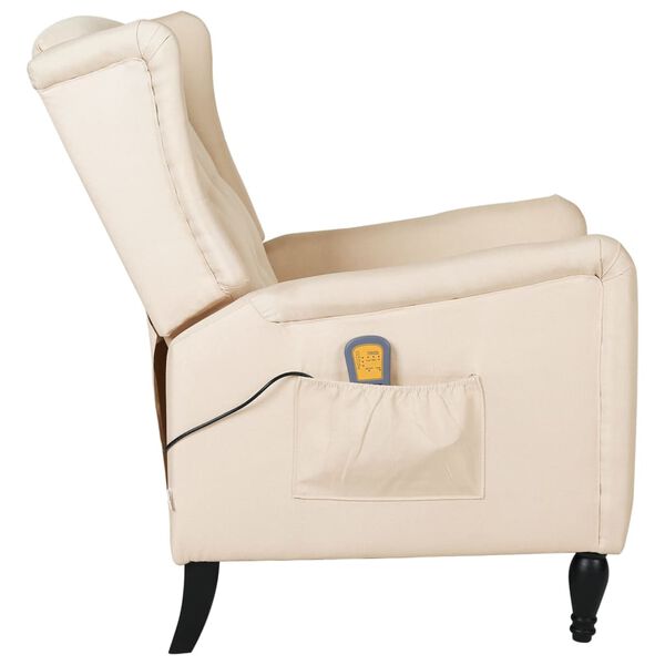 vidaXL Fauteuil de massage inclinable Cr&egrave;me Tissu