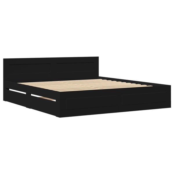 vidaXL Cadre de lit avec t&ecirc;te de lit sans matelas noir 200x200 cm