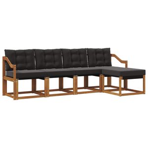 vidaXL Ensemble de canap&eacute;s d'ext&eacute;rieur 5 pc Naturel et Noir
