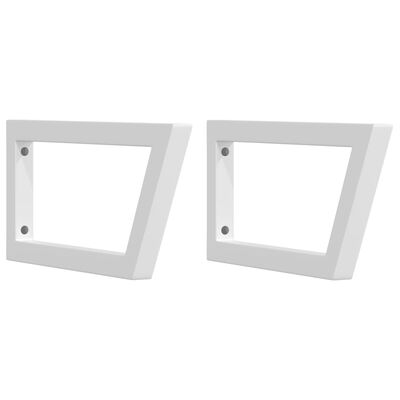 vidaXL Supports d'étagères pour lavabo 2 pcs blanc trapèze acier