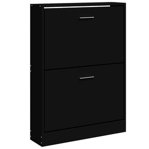 vidaXL Armoire &agrave; chaussures Noir 59x17x81 cm Bois d'ing&eacute;nierie