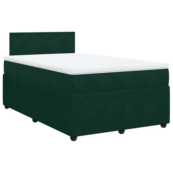 vidaXL Sommier &agrave; lattes de lit et matelas Vert fonc&eacute; 120x200cm Velours