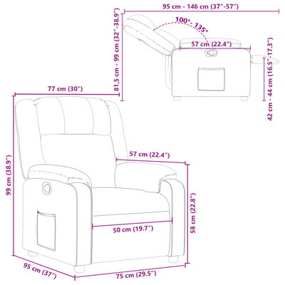 vidaXL Fauteuil inclinable Noir Similicuir