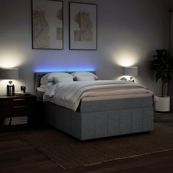 vidaXL Sommier &agrave; lattes de lit avec matelas Gris clair 140x200cm Tissu