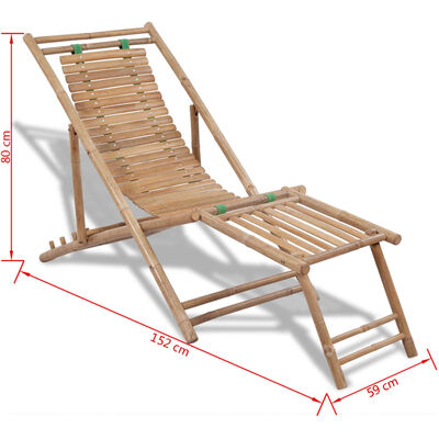 vidaXL Chaise de terrasse d'extérieur avec repose-pied Bambou