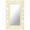 vidaXL Miroir sculpt&eacute; &agrave; la main Blanc 80x50 cm Bois de manguier massif